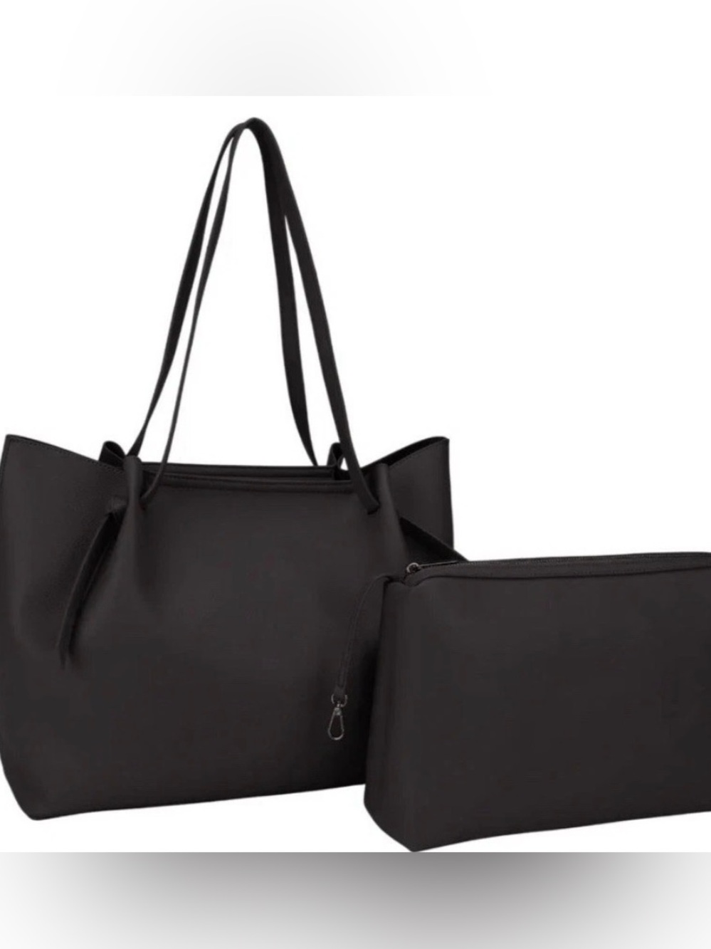 Malibu Skye Mia 2-in-1 Tote Bag, Vegan Leather, Black, Retails for $198